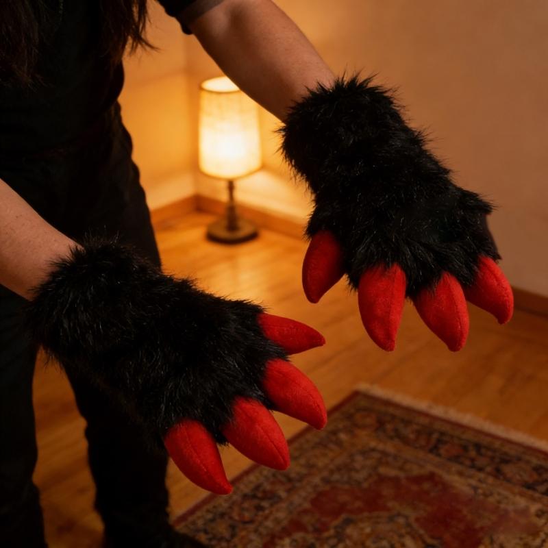 Faux Furs Plush Cats Claw Gloves Fursuit Animal Foxes Paws Mittens Halloween Cosplay Costume Accessories Adult Kids