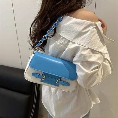 Sewing Thread Bag Cover Type Shoulder Bag Small Square Bag 2025 Summer New Splicing Personalized Chain Foreign Style Armpit Bag