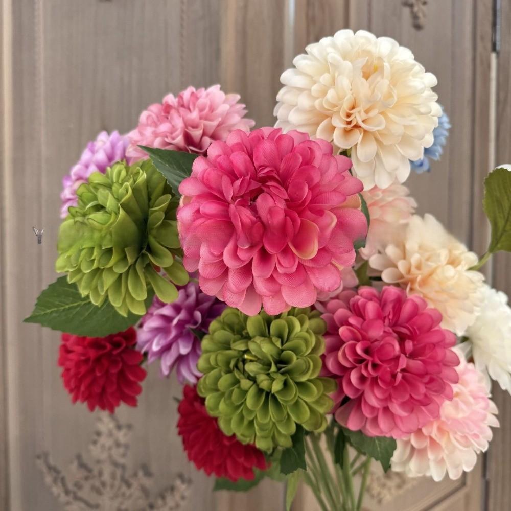 New Silk Artificial Dahlia Flowers Decorative Bouquet Chrysanthemum Fake Flower Floral Artificial Faux Plants Wedding