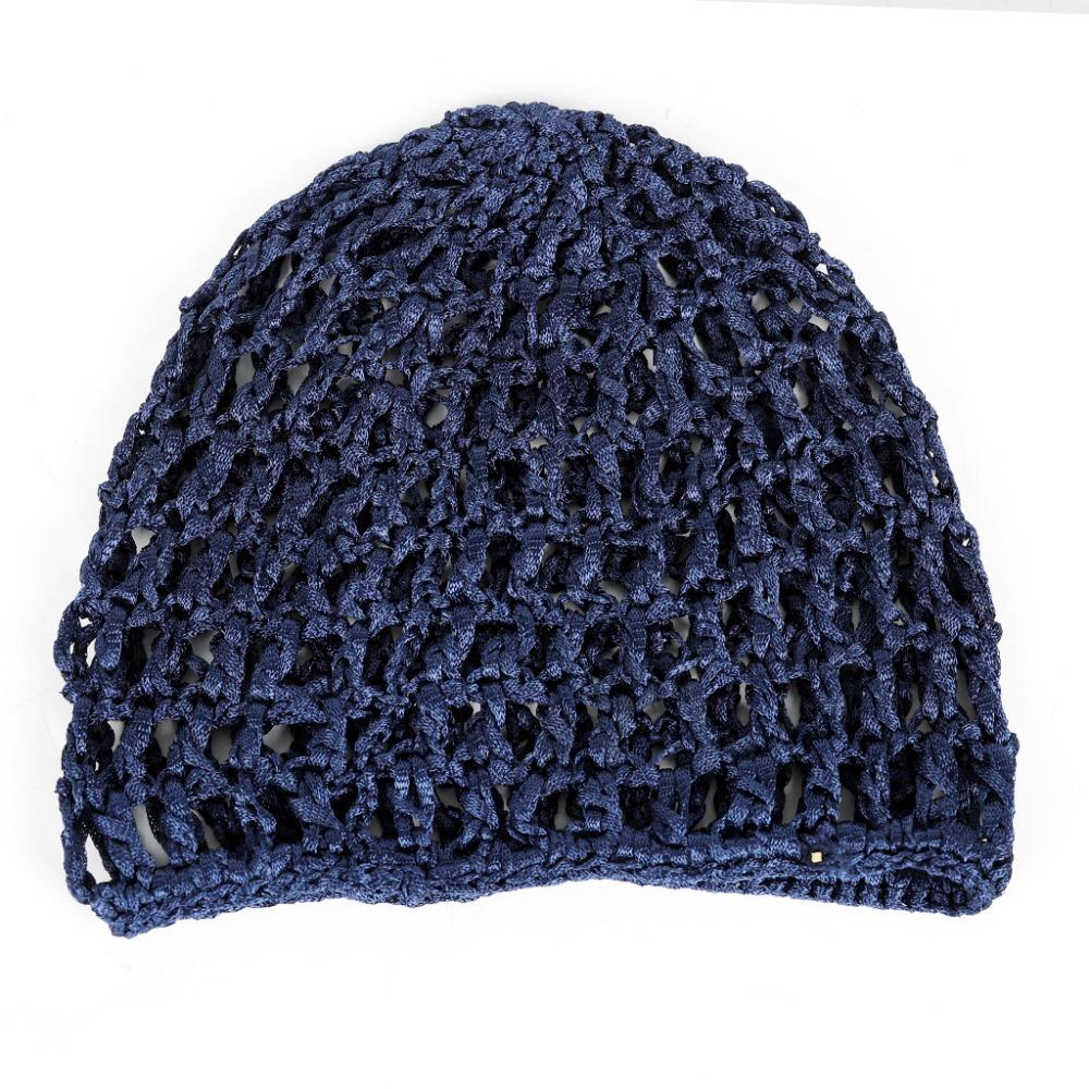 

Simple Breathable Hair Net Cap Comfortable Crochet Cap Wig Caps Hollowout Mesh Hijab Caps Prayer темно-синього кольору
