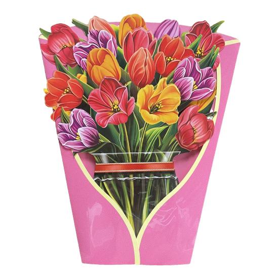 

3D Flower Bouquet Pop Up Card Life Size Rose/Dahlia/Tulip/Hydrangea/Carnation Bouquet Greeting Card for Mom Wife Birthday Anniversary Valentine s J