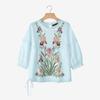 ZANZEA Women Lace Splice Round Neck Floral Print Casual 3/4 Sleeve Blouse