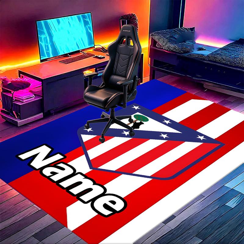 Benutzerdefinierter Name Personalisierter Atletico Madrid Druckteppich, Vielseitiger Heimdekorations-Teppich, für Spielzimmer, Wohnung, Balkon, Eingangsbereich, Flur Geschenk