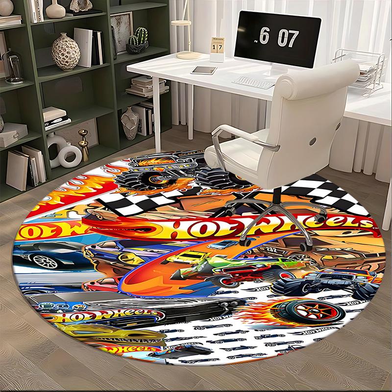 Monster Truck Theme Chair Mat Round Carpet - Gaming Decor, Office Rug, Bedroom, Living Room, Home Decoration
