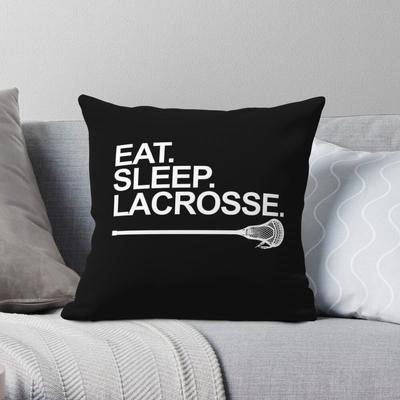 Eat Sleep Lacrosse Square Pillowcase Polyester Linen Velvet Pattern Zip Decorative Throw Pillow Case Home Cushion Cover