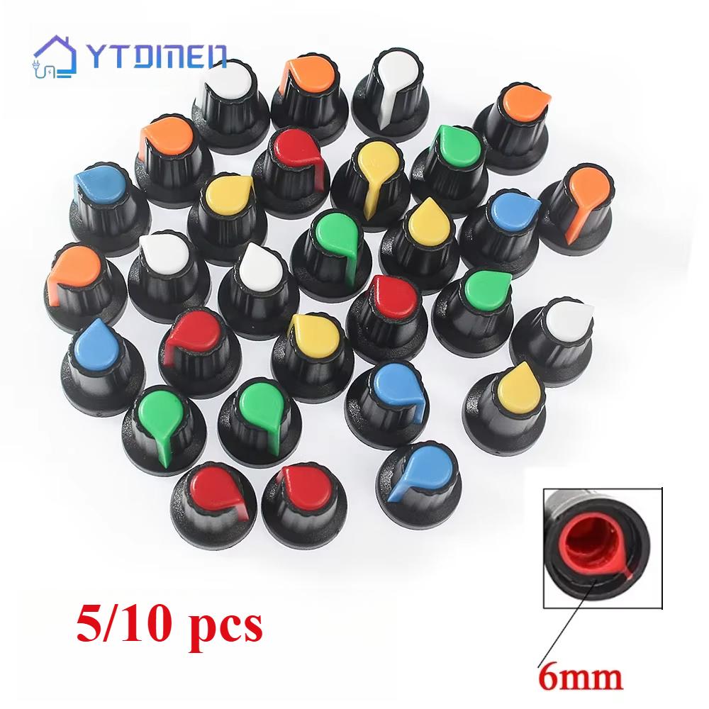 

5/10pcs WH148 Potentiometer Knobs 15X17mm 6mm Potentiometers Plastic Knobs Cap AG2 6colors Orange Blue Yellow White Red Green
