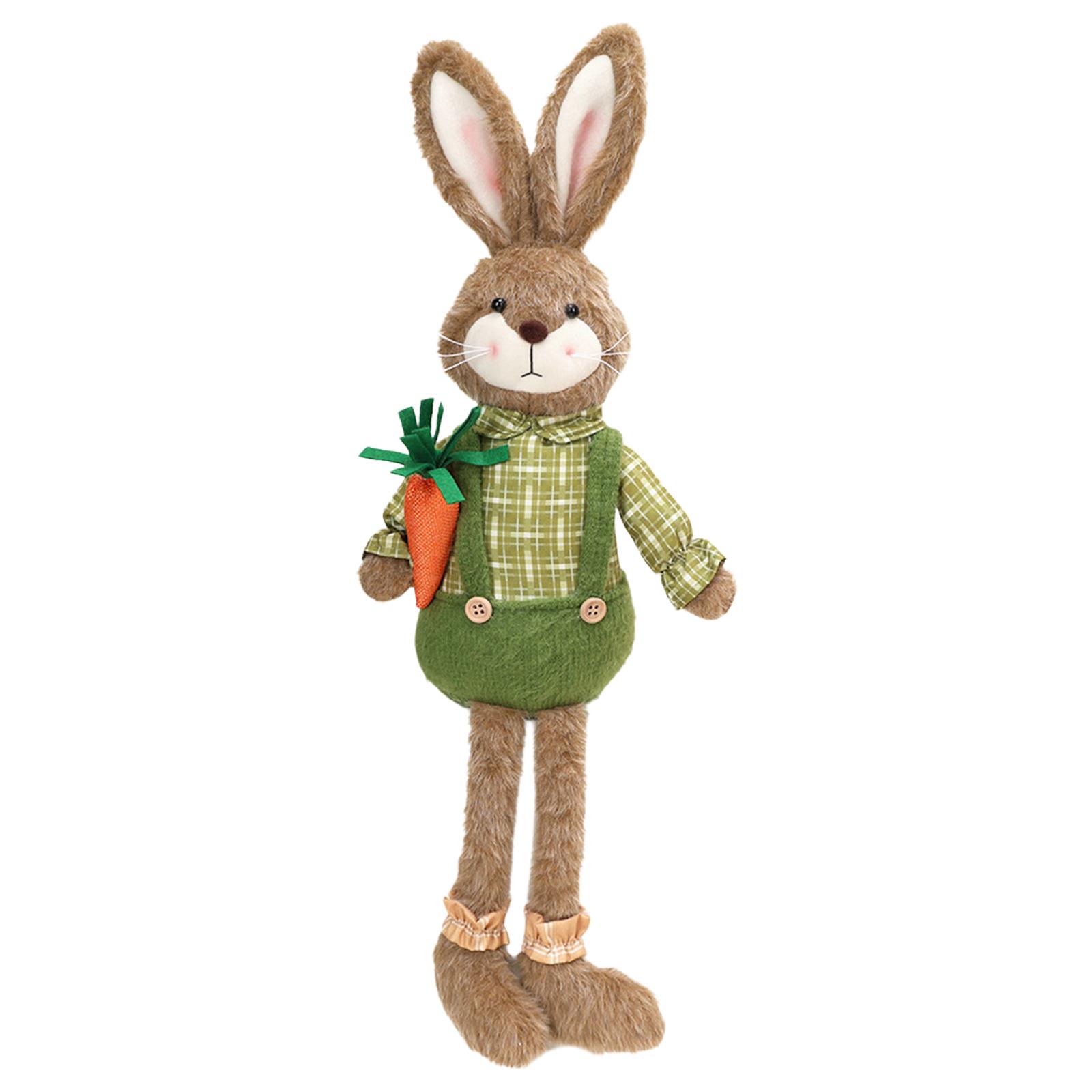

Plush Handmade Easter Bunny Table Centerpiece Decorations Fabric Rabbit Ornament for Home Spring Tabletop Holiday Room Decor зелений