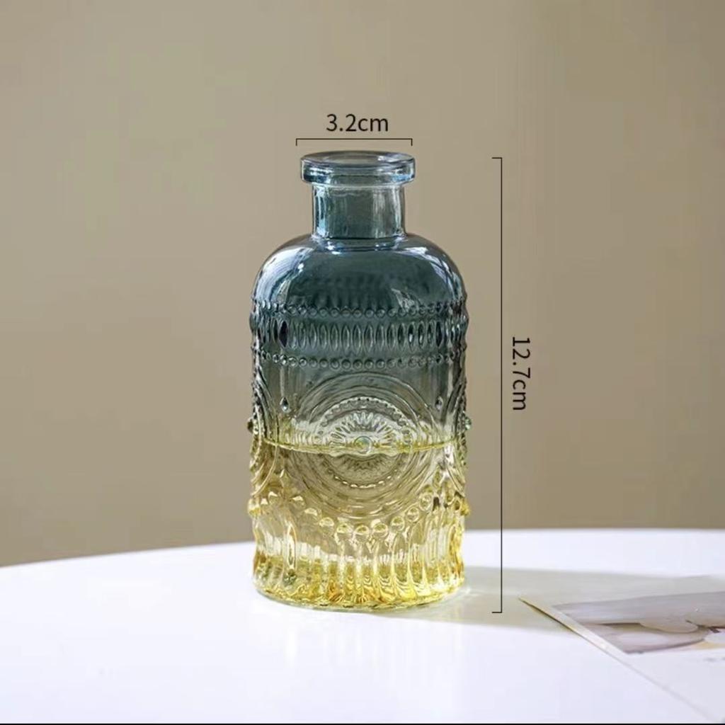 European Multicolor Vase Glass Flower Pot Basket Bottle Decoration Home Nordic Dry Transparent Hydroponic Small Bottle Gift