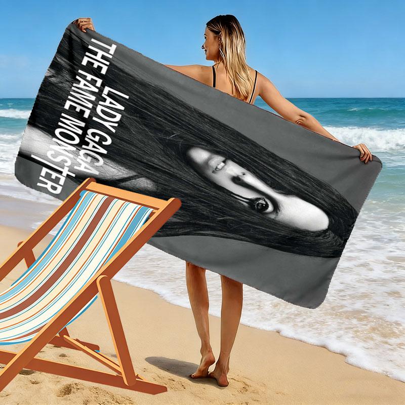 LADY GAGA Print Beach Towel, Large Soft Quick Dry Towel for Beach Camping Swimming