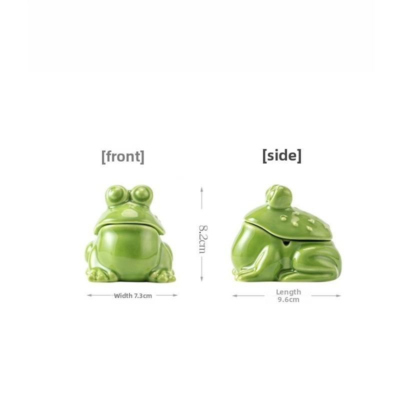 1PC Ceramic Frog Ashtray Creative Ornament Home Office Home Crafts Art Small Tea Pet Storage Jewelry Home Decoration