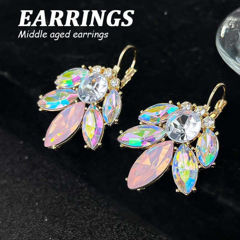Boucles d'oreilles pendantes Zircon Fleur Colorée pour Femmes, Boucles d'oreilles pendantes Statement pour Fête & Usage Quotidien