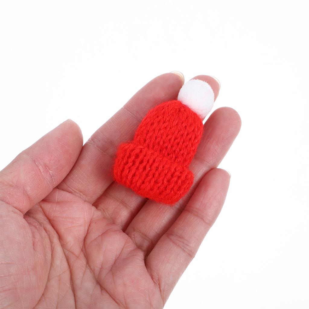 10pcs Christmas Hat Accessories Knitted Santa Cap Festive Party Favors Diy Handmade Photo Props Red For Holiday Decorations