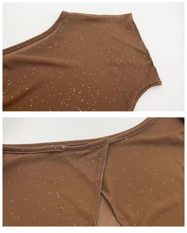 2025 Sommer Mesh Kurzarm Bauchtanz Top für Damen