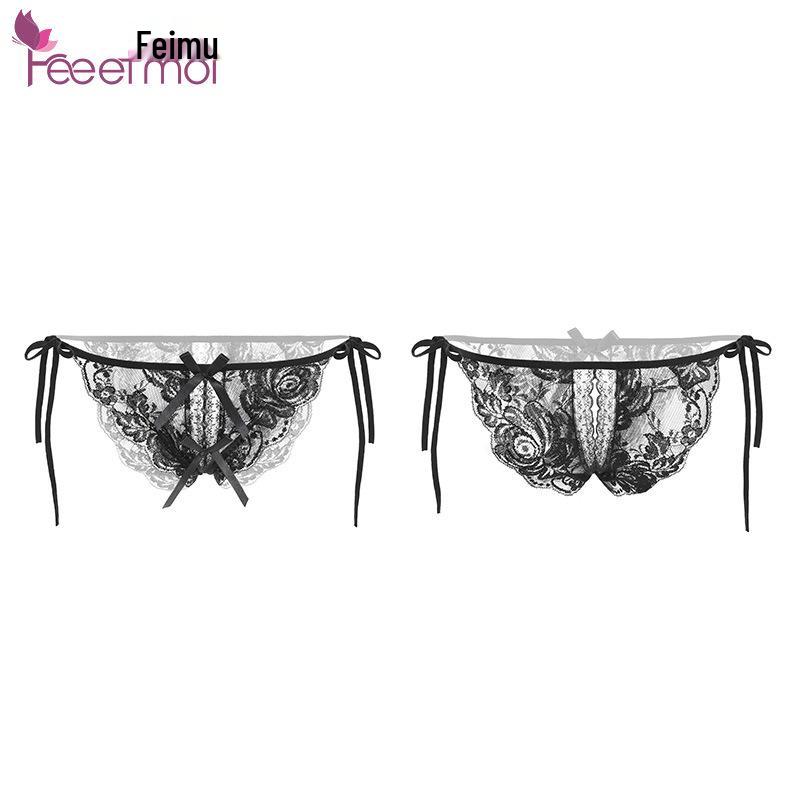 Feimu Sexy Sheer Lace Open Crotch Thong - European & American Style 7125.