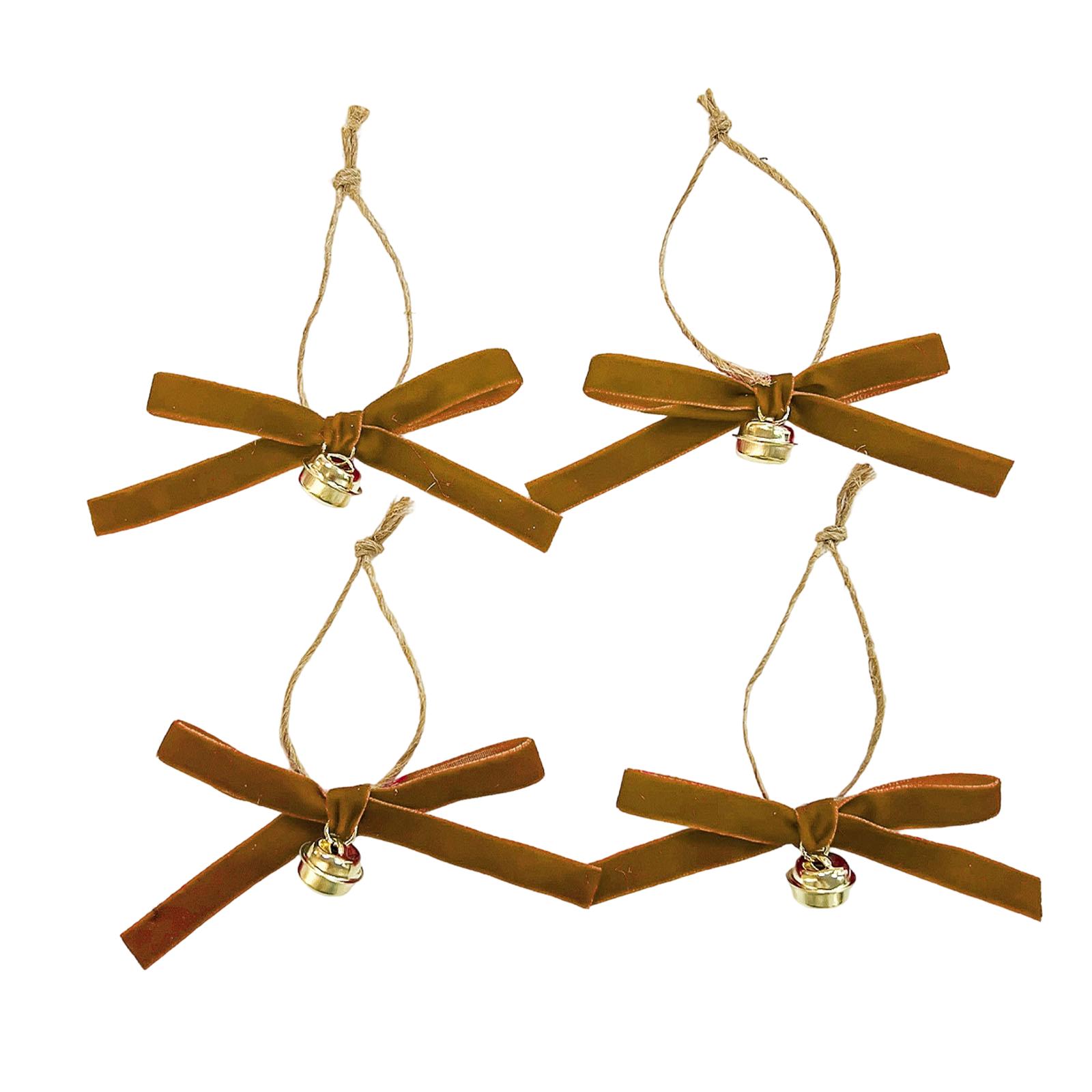 Бархатный бант с колокольчиками, елочное украшение, атмосферное украшение, подвеска-бант One Size