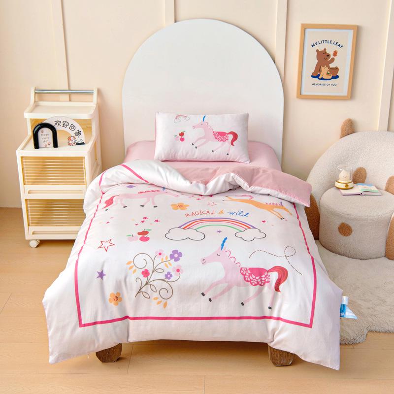 60S Pure Cotton Digital Print Kids' Autumn/Winter Bedding Set: First Day of School Duvet Cover