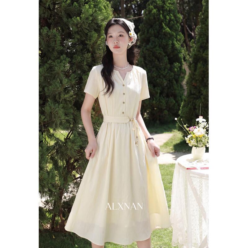 Lulu Xiangnan French Style Short Sleeve Dress M