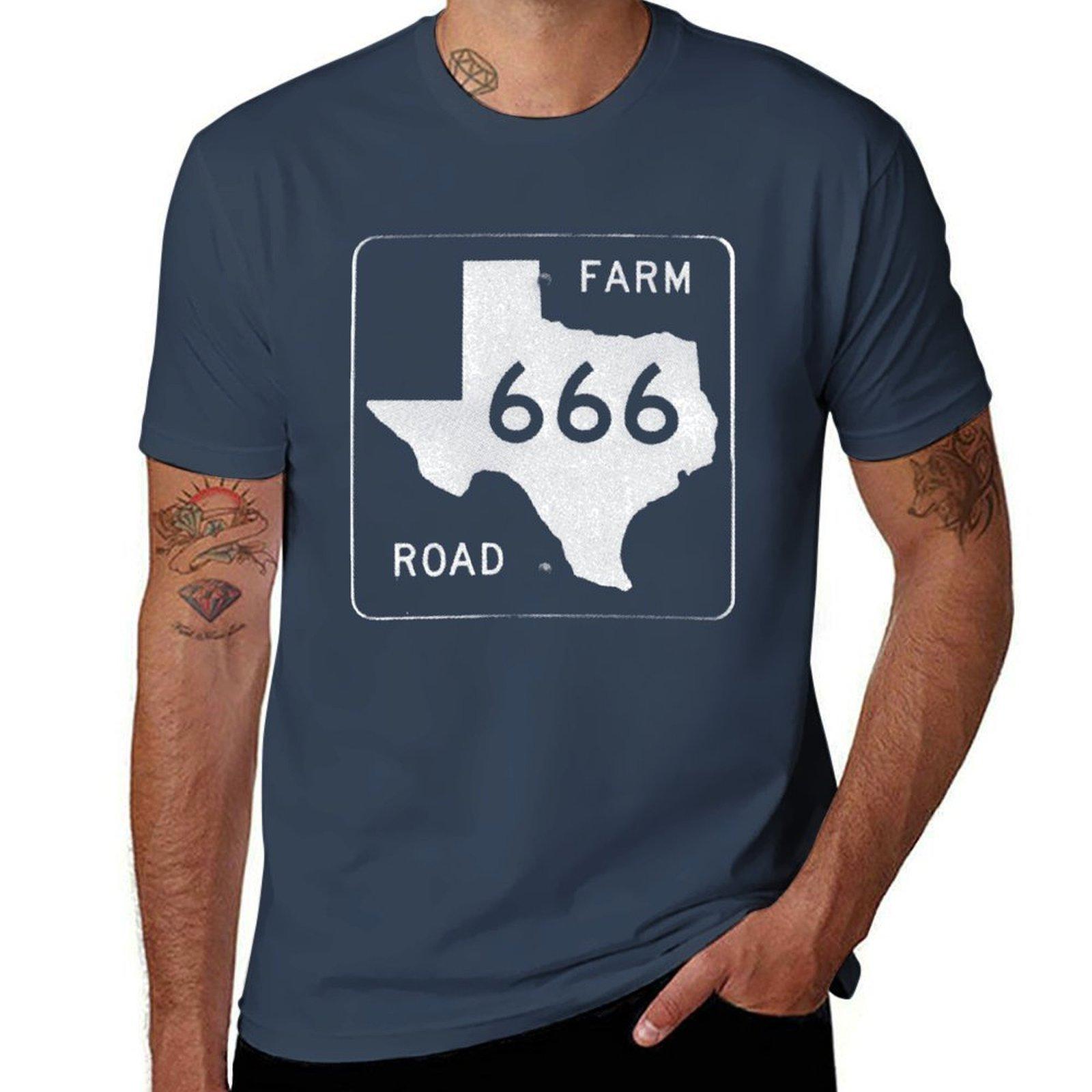 Texas Farm Road 666 TShirt Basic Short Sleeve TShirt for Men S