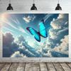 2D Flat Printing Blue Morpho Butterfly Backdrop Sky Cloud Party Background