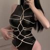 Sex lingerie two-dimensional maid patent leather uniform sexy gel coat bondage cosplay maid suit