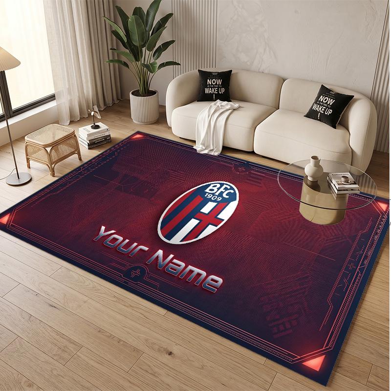 Personalized Crystal Velvet Carpet Bologna FC Pattern Non Slip Floor Rug