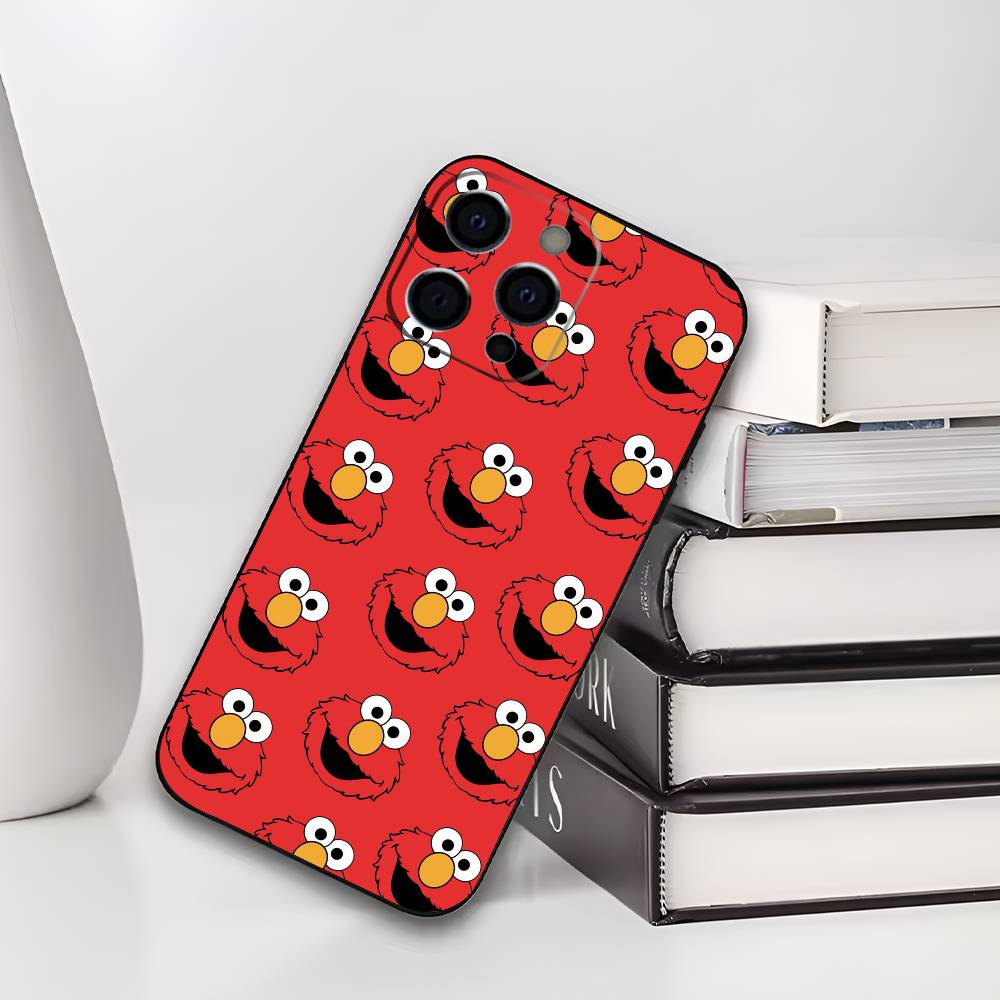 E-ElmoS Red Phone Case For IPhone 17,16,15,14,13,12,11,Plus,Pro,Max,Plus,XS,soft case Black silicone