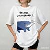 Become Ungovernable Hippo Tshirt Moo Deng Design Funny Animal Graphic Tee Rebellious Meme Humor T Shirt Short Sleeve Top