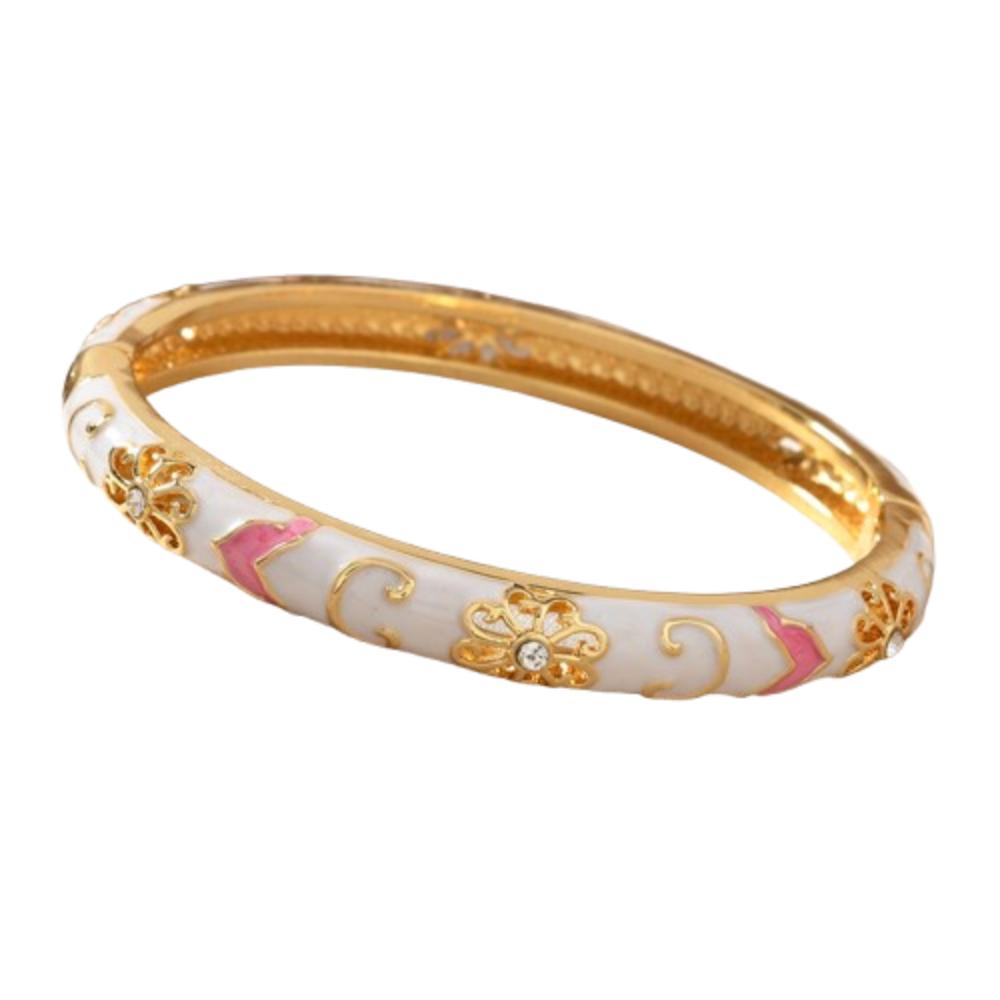 Chinese Style Vintage Cloisonne Bangle Enamel Women's Hand Bracelet Hollow Out Flower Bangle  Girls