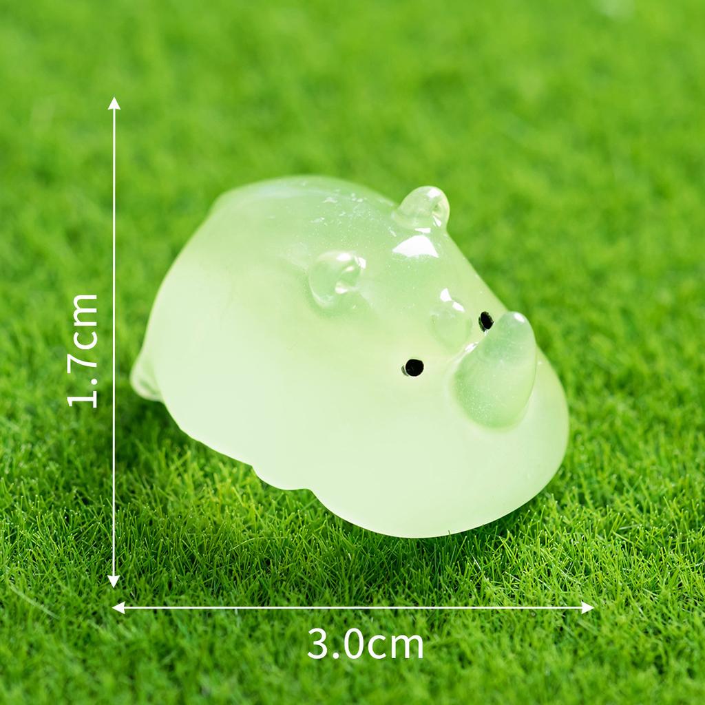 Moss Micro-landscape Glow-in-the-dark Rhinoceros Animal Ornament Gardening DIY Landscaping Accessories Desktop Ornament