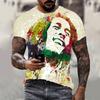 Nuova T-shirt 3D Harajuku Stampa Bob Marley da Uomo a Maniche Corte Estiva Casual Traspirante Oversize Moda Popolare Cime Rapper