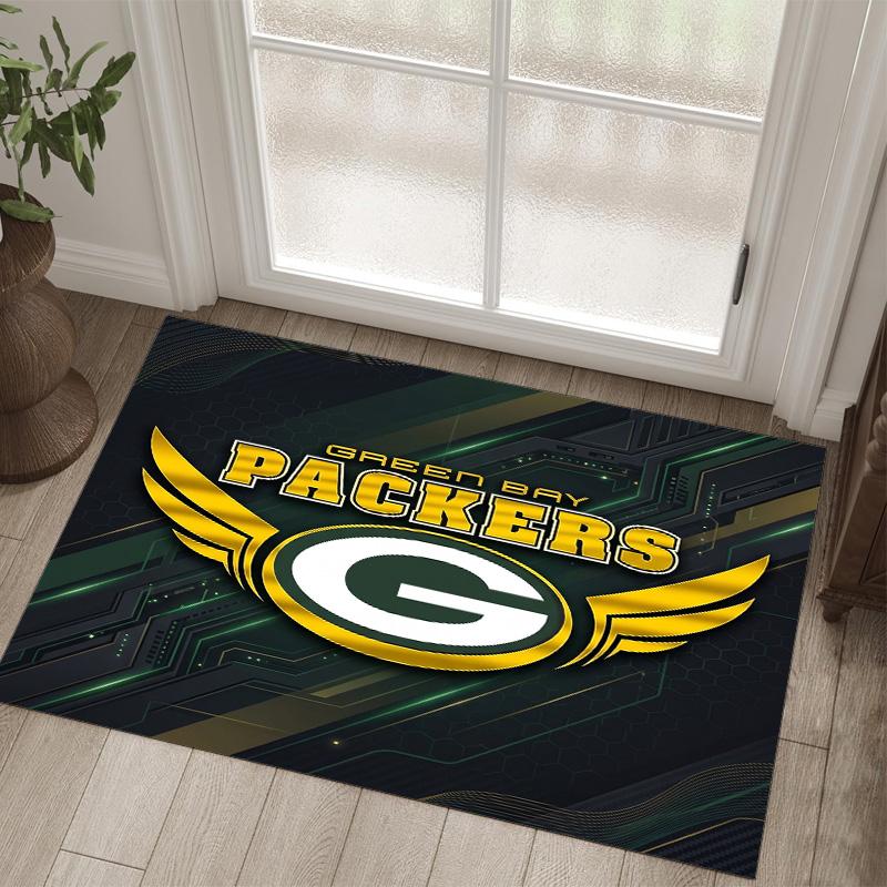 Green Bay Packers Design Crystal Velvet Carpet Cozy Non?Slip Printed Rug For Bedroom Living Room Entrance