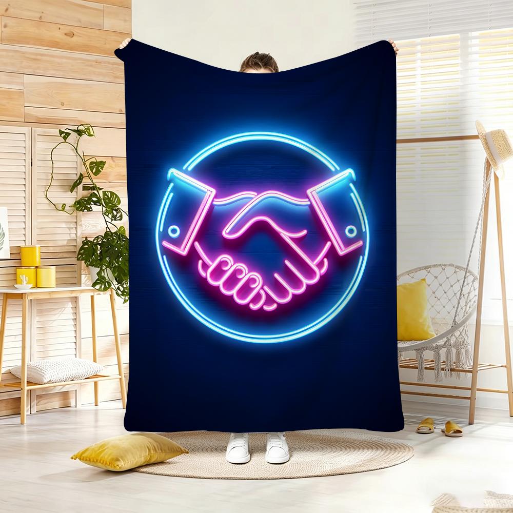 Artistic Pattern B-BarberS ShopS SignS Throw Lightweight 240g Flannel Blanket Soft Skin-friendly for Summer Cooling