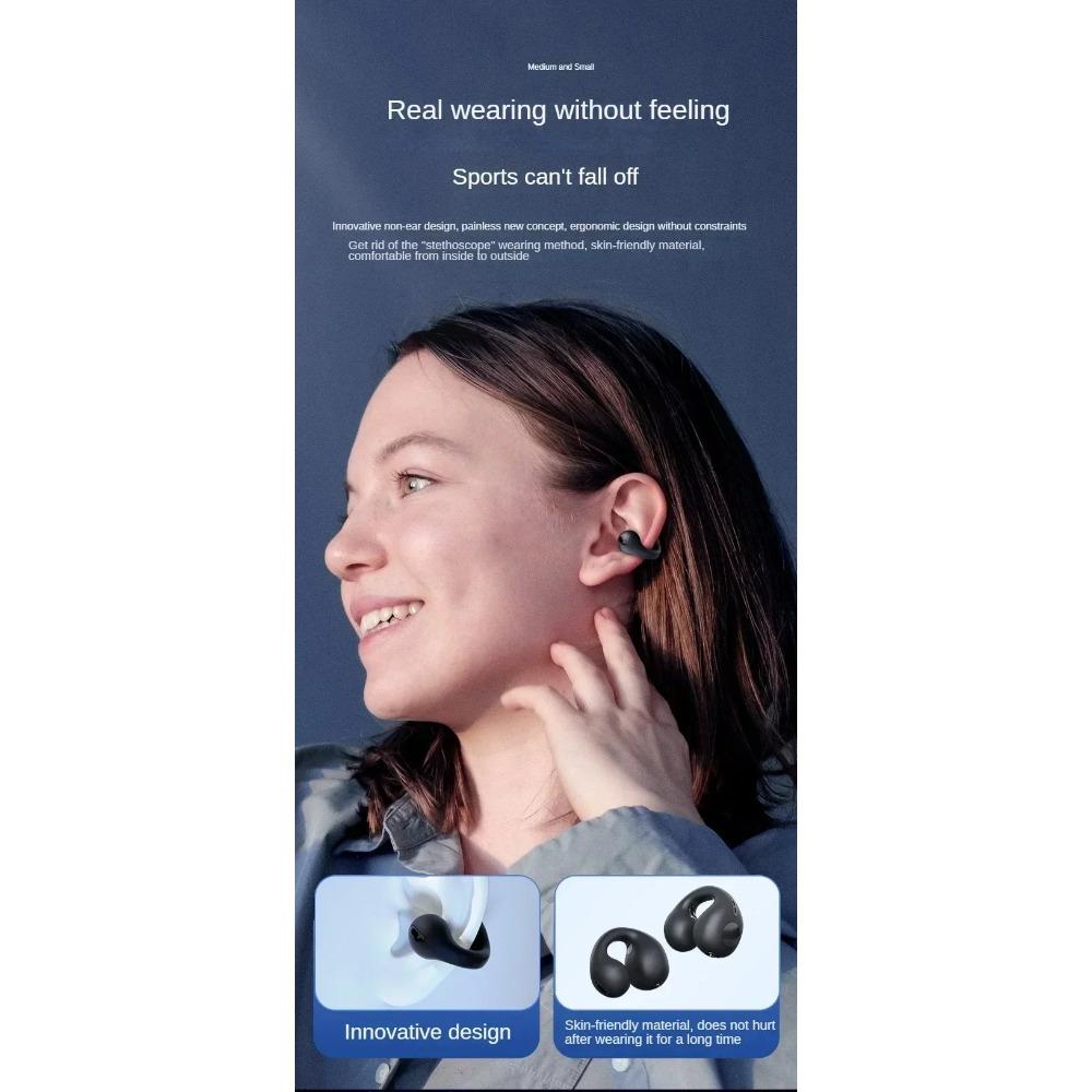 Bluetooth Bone Conduction Wireless 53 Headphones T75 Clip Ear Music Noise Canceling Headset Hd Call Sports Gaming Earphone