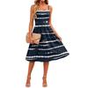 Ärmelloses Damenkleid mit verstellbarem Träger, lässiges Midi-Kleid mit Taschen und Streifenmuster, Sommerkleid für den Alltag