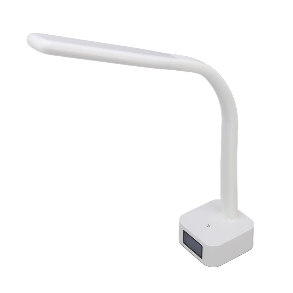 LED Schreibtischlampe 3 Stufen Dimmung Augenschutz Weicher Silikonarm LED Anzeige Wecker Schreibtischlampe