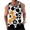 Men's minimalist printed vest fashionable summer round neck 3D printed sleeveless vest casual oversized quick drying clothing