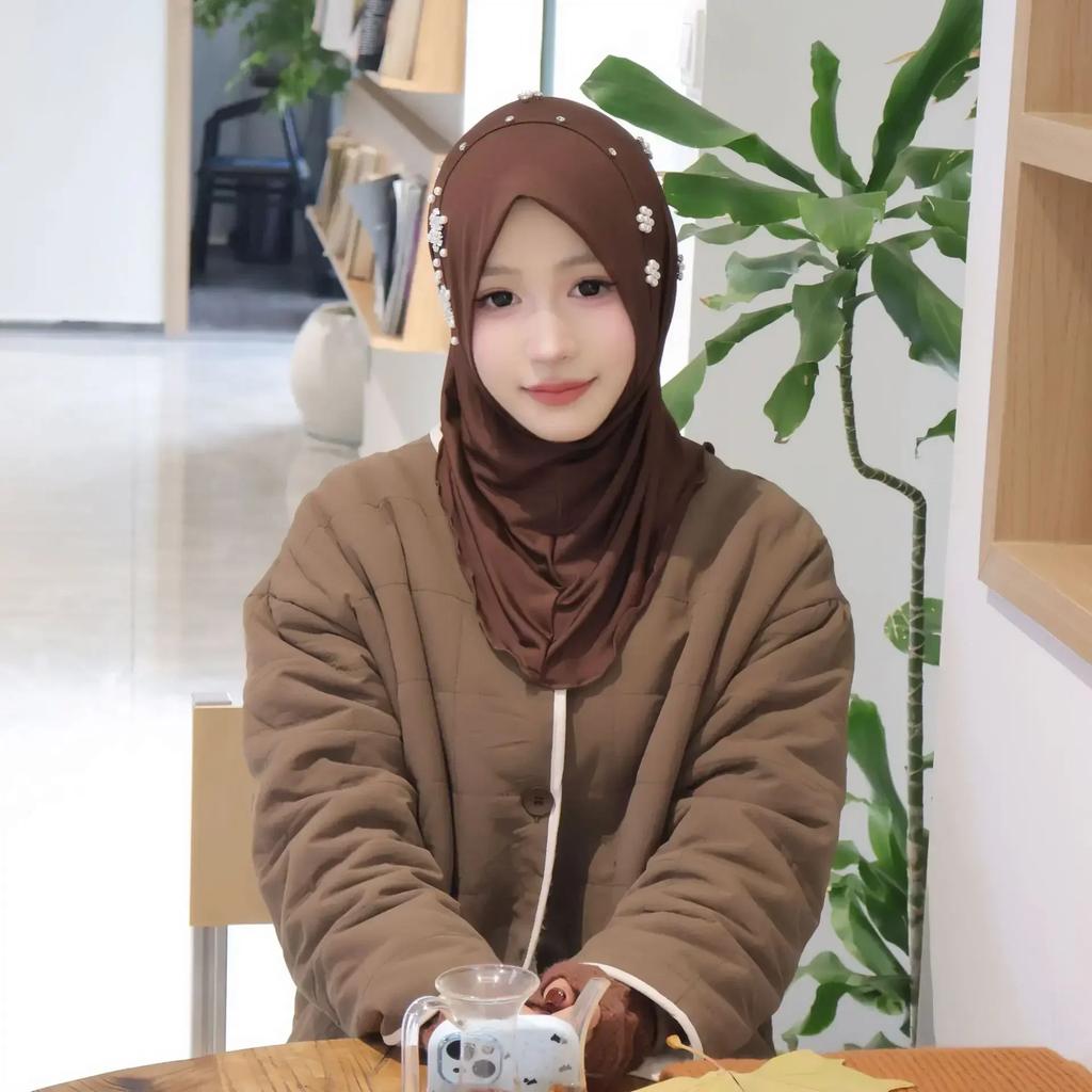 Ramadan Hijab Instant Femei Eșarfă Musulmană Lanț Eșarfă de Cap Înfășurări Elastic Acoperire Cap Gât Șaluri Amira Hijaburi Islamice pentru Rugăciune Turban