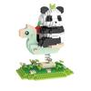 DIY Kawaii Panda Model Building Blocks Assemble 3D Panda Playing On Swings Seesaws Wooden Horses Brick Toys with High Quality