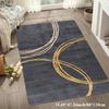 Flannel Printed Abstract Circle Rug Gold Lines Design Soft Fleece Floor Mat Living Room Carpet Modern Decor Minimalist Rugs
