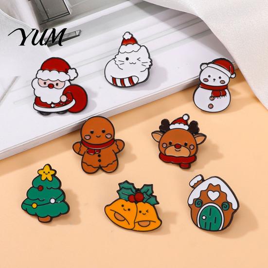 Santa Claus Clothing Accessories Christmas Cartoon Enamel Brooch, Elk Snowman Tree Badge Pin, Outfit Decor Bags Scarves Clothes Decorative Accessory