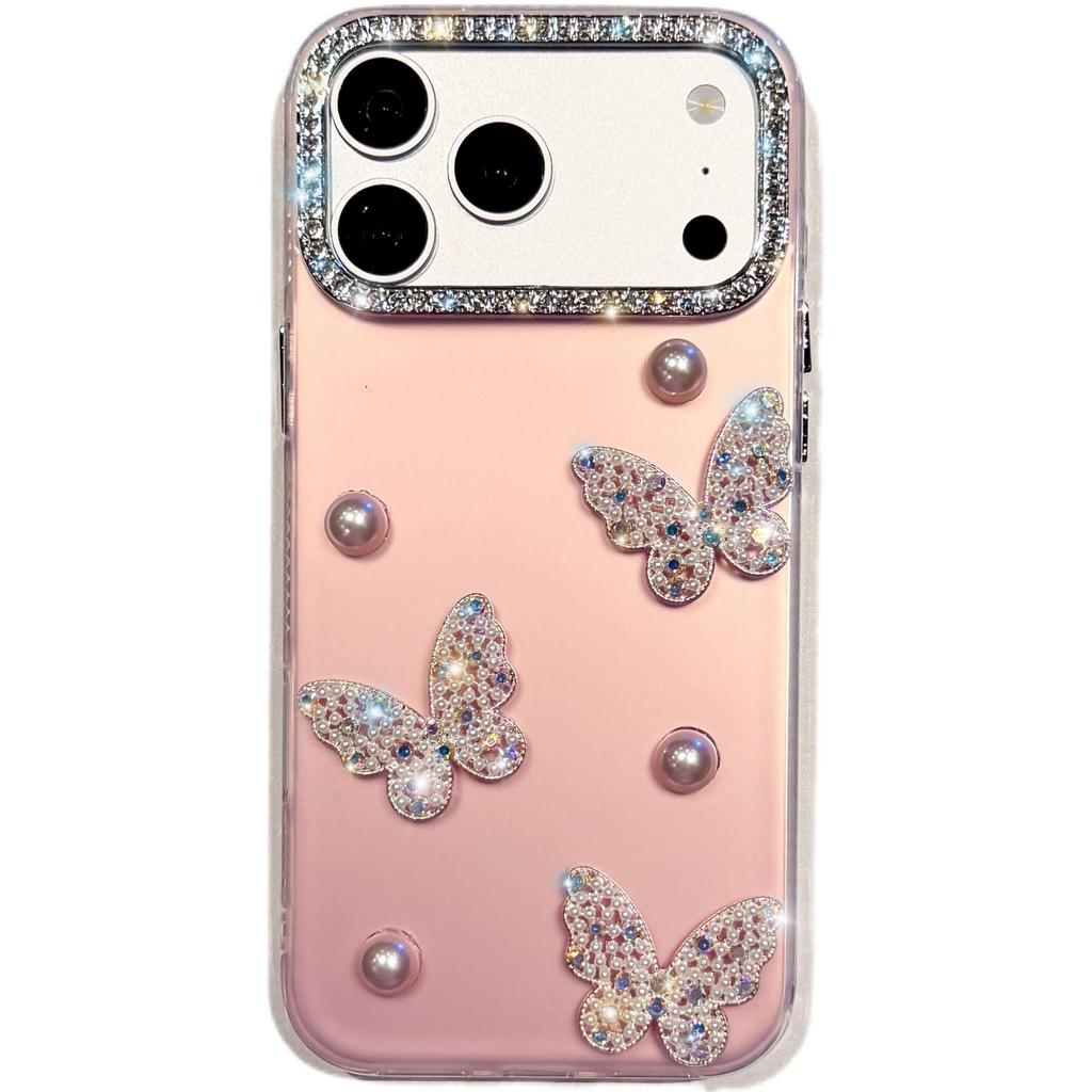 Japan and Korea IMD for iPhone17Promax Mobile Phone Case Apple 16Pro Pearl 15Pro Butterfly Case