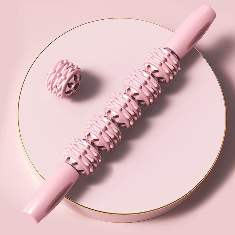 Deep Tissue Massage Roller Multi-Wheel Muscle Relief Tool for Back Neck Legs Portable Fitness Recovery Stick Home Gym Massager with Textured Surface