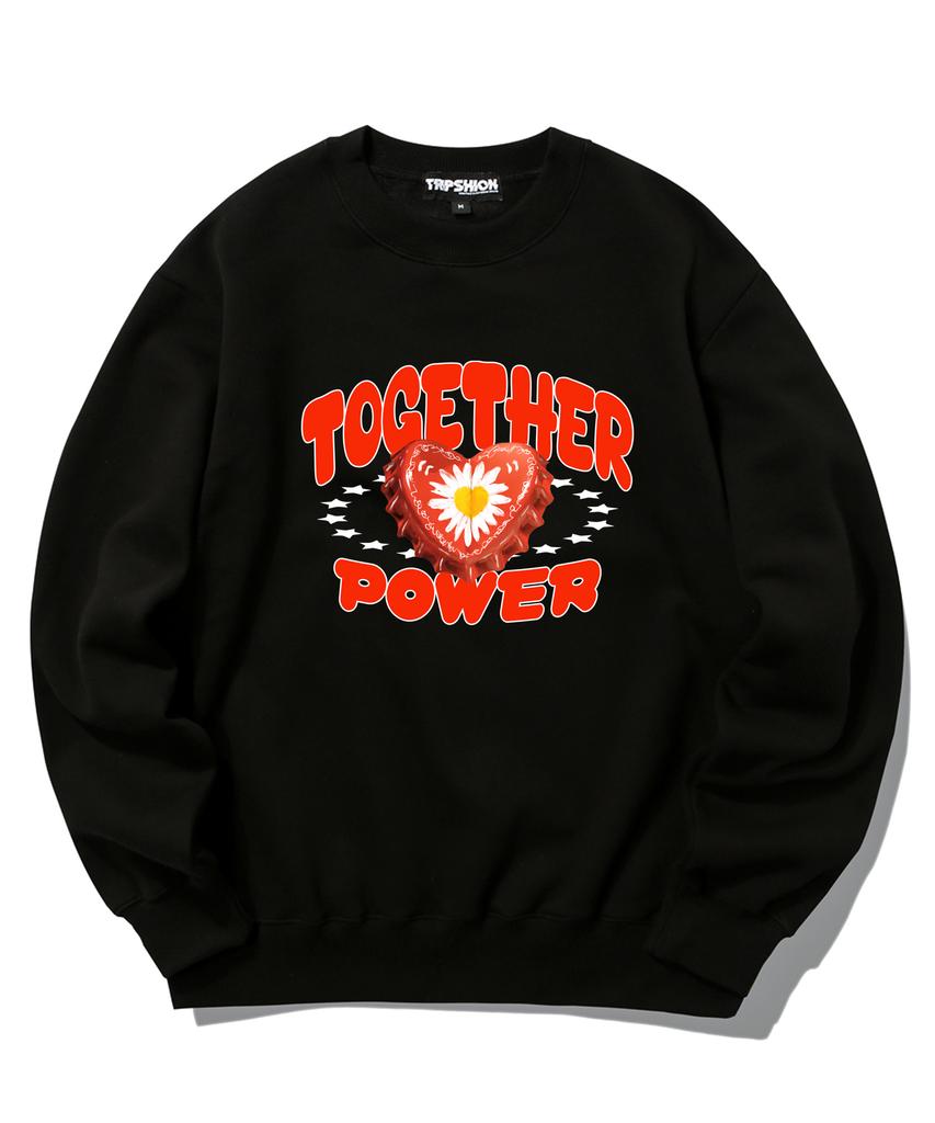 TRIPSHION Heart Bottle Cap Graphic Crewneck - Black