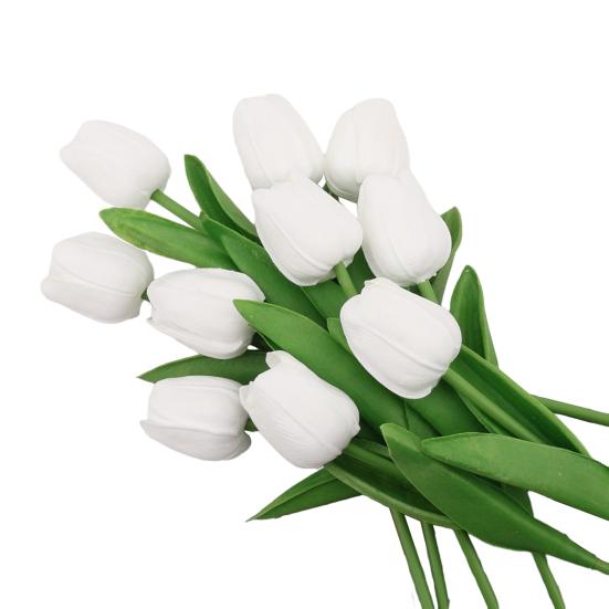 6 Pcs Artificial Tulip Flowers Real Touch Faux PU Tulip Bouquet Fake Flower Arrangement for Home Room Office Party Wedding Decoration