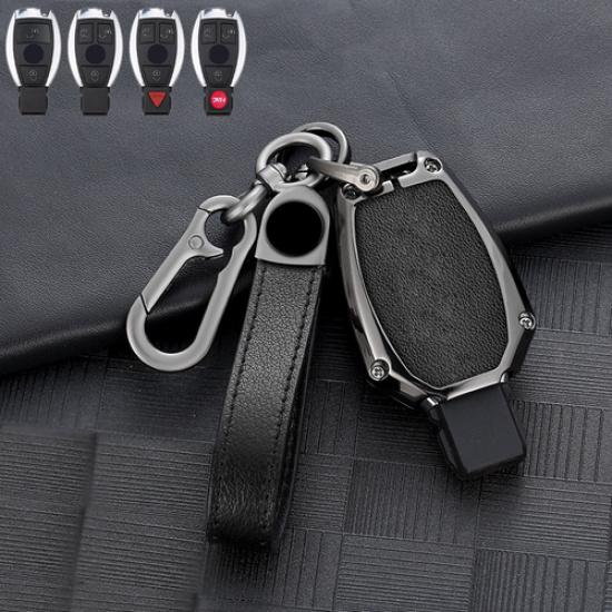 Zinc Alloy Leather Car Key Fob Case Cover For Mercedes Benz B C S E Class GLC