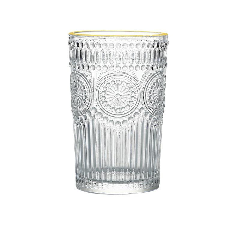 Sonnenblumen-Wasserbecher, Retro-Relief-Glasbecher, Kaffeetasse, Internet-berühmter Kaltgetränkebecher, Haushaltsglasbecher