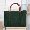 Rattan Woven Handmade Wicker Shopping Basket PVC 24*14*18cm Picnic Storage Basket Multicolors Garden Imitating Flower Basket