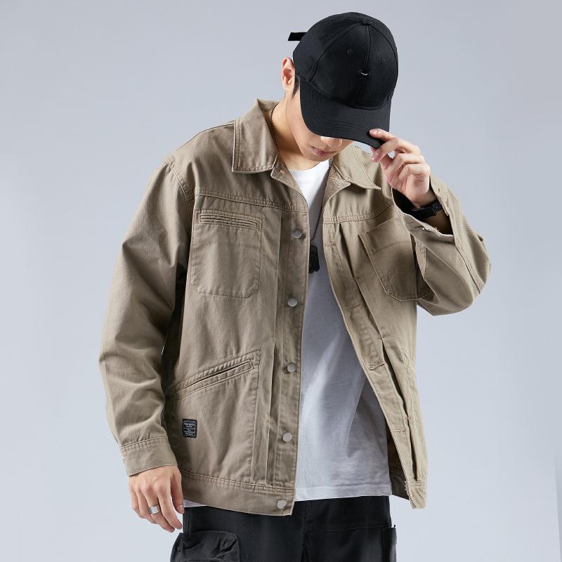 

Флисовая утолщенная повседневная куртка Tooling, мужская свободная модная брендовая куртка цвета хаки большого размера из чистого хлопка 4XL хаки