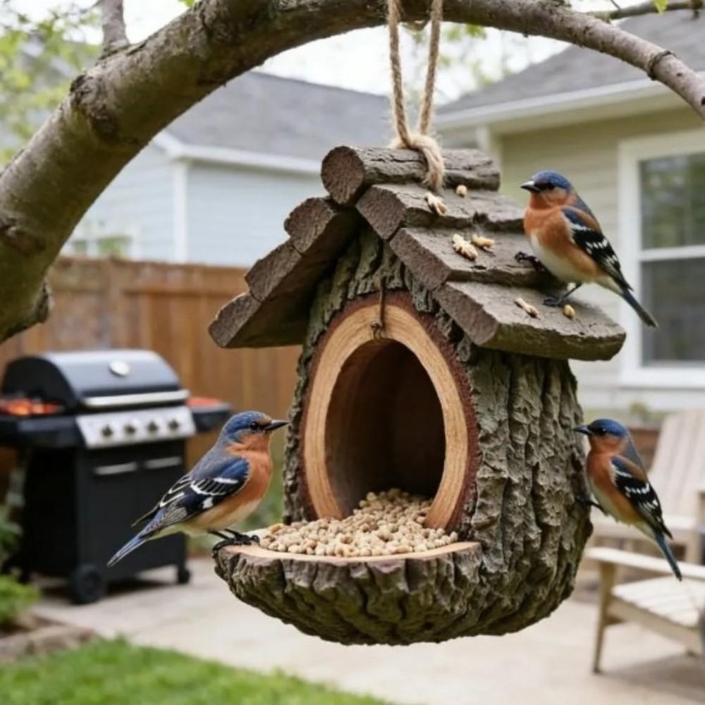 Creative Resin Hummingbird Feeder Lifelike Decorative Wildlife Habitat Natural Look Weather-Resistant Nesting Box Patio