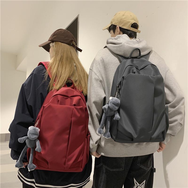 School Bag Female College Student Simple Ins Trendy Cool Large-capacity Backpack Korean Version Solid Color Light Leisure Travel Backpack
